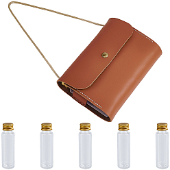 Шоколадный Сумки для хранения специй из искусственной кожи для кемпинга, Портативные сумки для приправ на открытом воздухе с 5шт. пластиковых бутылок, прямоугольник с ручками, цвет шоколада, 25.5 см