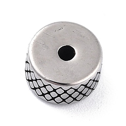 Antique Silver 304 Stainless Steel Beads, Tibetan Style, Textured, Column, Antique Silver, 8.5x5mm, Hole: 1.6mm