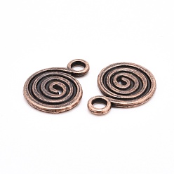 Red Copper Tibetan Style Alloy Pendants, Lead Free and Cadmium Free, Red Copper, 13.5x1.5mm, Hole: 3mm