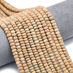 Деревянный Кружевный Камень Натуральное дерево каменным кружевом бисер нитей, матовые, рондель, 6x4 мм, отверстие : 1 мм, около 93~96 шт / нитка, 14.57~14.76 дюйм (37~37.5 см)