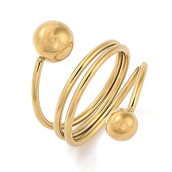 Настоящее золото 18K Ионное покрытие (IP) 304 спиральные манжеты из нержавеющей стали для женщин, реальный 18 k позолоченный, внутренний диаметр: 18 мм