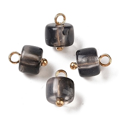 Черный Акриловые подвески, с медными петлями, колонка, чёрные, 12.5x8.5 мм, отверстие : 2.5 мм