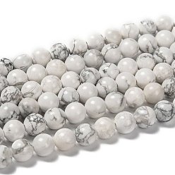 Белый 1 прядь белый круглый натуральный Howlite бисер пряди, 8 мм, отверстие : 1 мм, около 24 шт / нитка, 7.6 дюйм