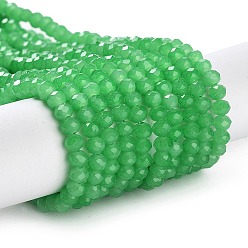 Средний Морско-зеленый Запекание расписных стеклянных бусин с имитацией нефрита, граненые, шайба, средний морской зеленый, 4x3 мм, отверстие : 1 мм, около 105~110 шт / нитка, 38~39 см