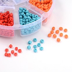 Mixed Color 6/0 Spray Painted Glass Seed Beads, Mixed Color, 4mm, Hole: 1mm, about 1900pcs/box