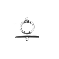 Ring 304 из нержавеющей стали застежками тумблеры, интегрированный литье ювелирные изделия соединитель пряжка браслет ожерелье аксессуары, компоненты для самодельных украшений, цвет нержавеющей стали, кольцо, 27x22 мм, бар: 35x7 mm