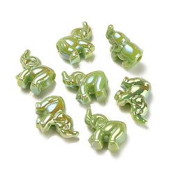 Желто-Зеленый УФ-покрытие радужными переливающимися акриловыми бусинами, слон, желто-зеленый, 23.5x21x11 мм, отверстие : 3.8 мм