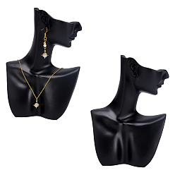 Черный Подставки для ожерелий из смолы в форме бюста, чёрные, 13x4.85x17.4 см