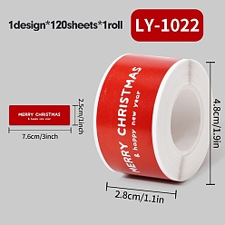 Красный 120 наклейки на рождественскую тематику, самоклеящиеся бумажные наклейки, для партии, декоративные подарки, С Рождеством, красные, 76x25x0.1 мм