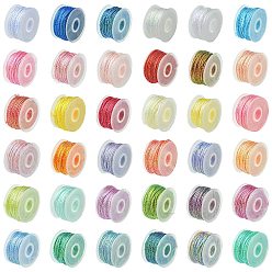 Mixed Color 36 Rolls 36 Colors 6-Ply Polyester Metallic Thread, for DIY Jewelry Making, Mixed Color, 0.4mm, about 7.66 yards(7m)/color, 1 roll/color