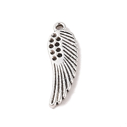 Antique Silver Tibetan Style Alloy Pendant Rhinestone Settings, Lead Free & Cadmium Free, Wings, Antique Silver, 25.5x8x2mm, Hole: 1.5mm, Fit for 1mm Rhinestone
