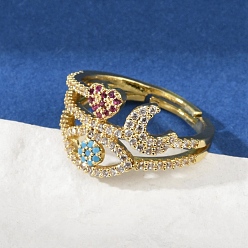 Настоящее золото 18K Кольца для женщин с микропаве из латуни и кубическими цирконами, стойки покрытие, без кадмия и без свинца, долговечный, реальный 18 k позолоченный, 12.5 мм, размер США 7 1/4 (17.5 мм)