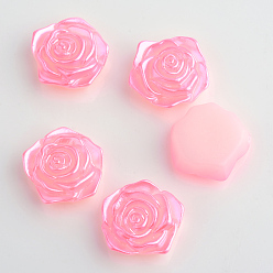 Ярко-Розовый Абс пластмассовые имитационные жемчужные кабошоны, цветок, ярко-розовый, 17x17.5x6.5 мм , около 200 шт / мешок