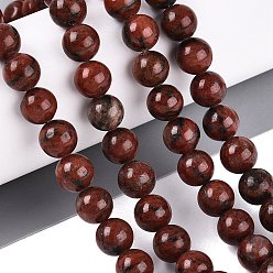 Джаспер Кунжут Натуральный красный кунжут яшма бисер пряди, гладкий круглый, 8~8.5 мм, отверстие : 0.8~1 мм, около 44~47 шт / нитка, 14.37~15.35 дюйм (36.5~39 см)
