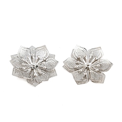 Platinum Brass Filigree Cabochons, Flower, Platinum, 28x26x3.5mm