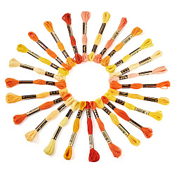 Оранжевый Нить для вышивания из полиэстера, нитки для вышивки крестом, оранжевые, 1 мм, около 8.75 ярдов (8 м) / пачка, 25 цветов, 1 комплект / цвет, 25 связки