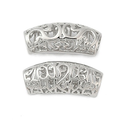 Платинированный Полые латунные трубчатые бусины, без кадмия, без никеля и без свинца, изогнутая трубка, Реальная платина, 29x12.5x10 мм, отверстие : 7.5x5.5 мм