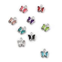 Платина Стеклянные прелести, бабочка, с латунной фурнитурой , долговечный, платина, 8.5x7x2 мм, отверстие : 1 мм