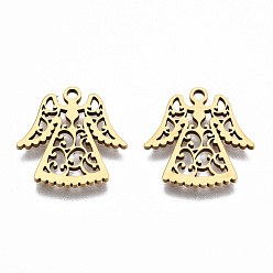 Золотой 201 подвески из нержавеющей стали, лазерная резка, ангел, золотые, 15.5x15.5x1 мм, отверстие : 1.4 мм