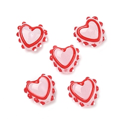 Pink Ручной работы Lampwork неровный бисер, сердце, с эмалью, розовые, 14.5~16x15.5~16.5x8~8.5 мм, отверстие : 1.4 мм