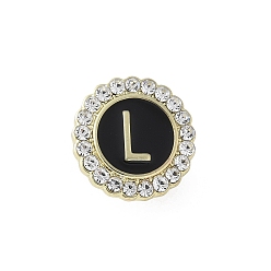 Letter L Эмалевые булавки с буквами, броши из сплава для одежды рюкзака, с четким кубического циркония, Письмо L, 17.8x17 мм