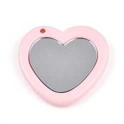 Розовый Акриловые подвески, с акриловой зеркальной поверхностью, сердце, туманная роза, 49x52x6.5 мм, отверстие : 3.2 мм