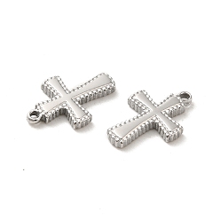 Stainless Steel Color 304 Stainless Steel Pendants, Cross Charms, Stainless Steel Color, 18.5x12.5x2.3mm, Hole: 1.4mm