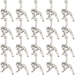 Античное Серебро 80 шт. Подвески из сплава в тибетском стиле, гимнаст, античное серебро, 26x13x2.5 мм, отверстие : 1.5 мм
