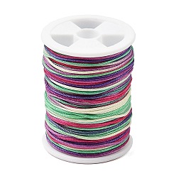 Разноцветный Сегментная окрашенная полиэфирная нить, плетеный шнур, красочный, 0.8 мм, около 10.93 ярдов (10 м) / рулон