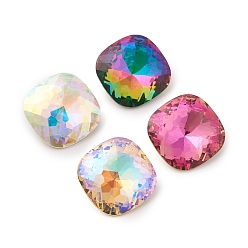 (52) Непрозрачная лаванда Стеклянные стразы кабошоны, заостренная спина и черное покрытие, граненые, квадратный, разноцветные, 18x18x7.5 мм