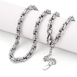 Нержавеющая Сталь Цвет 6мм 304 ожерелья из текстурированной нержавеющей стали в виде веревочной цепочки для мужчин, цвет нержавеющей стали, 17.72 дюйм (45 см)