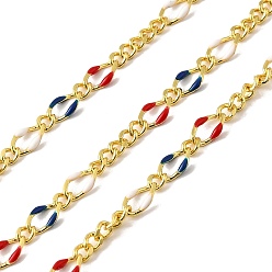 Разноцветный Латунь Figaro цепи, пайки, с эмалью, стойки покрытие, долговечный, без свинца и без кадмия, с катушкой, реальный 18 k позолоченный, красочный, 5x3x1 mm и 2.5x2x1 mm
