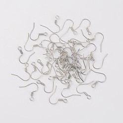 Серебро Железные крючки для сережек, с горизонтальной петлей, без кадмия и без свинца, серебряные, 17x17.5 мм, отверстие : 2 мм