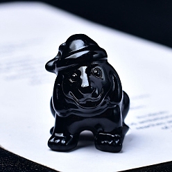 Обсидиан Резные фигурки собак из натурального обсидиана, для украшения рабочего стола домашнего офиса, 40 мм