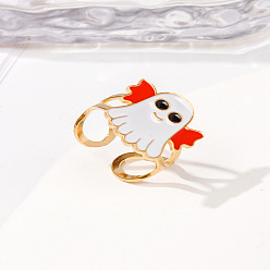 Ghost 304 манжеты из нержавеющей стали с эмалированными кольцами для женщин, золотые, призрак, 17x18 мм, регулируемый