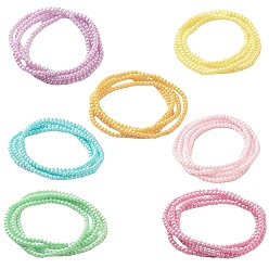 (52) Непрозрачная лаванда 7шт 7 цвета бусины на талии, круглые эластичные цепочки на талию из акрилового бисера для женщин, разноцветные, 31.65 дюйм (80.4 см), бусины : 4 мм, 1 шт / цвет