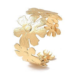 Настоящее золото 14K Ионное покрытие (IP) 304 браслеты-манжеты из нержавеющей стали для женщин, цветок, реальный 14 k позолоченный, внутренний диаметр: 2-1/4 дюйм (5.6 см)