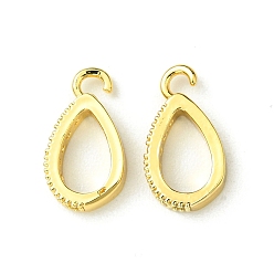 Real 18K Gold Plated Brass Micro Pave Clear Cubic Zirconia Pendants, Teardrop, Real 18K Gold Plated, 16x3x9mm, Hole: 2mm