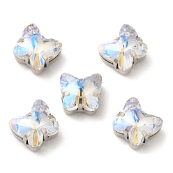 Лунный Свет Бабочка пришиваем стразы, многожильных ссылки, k5 стеклянный хрусталь с латунными зубцами, лунный свет, 9x10x7.5 мм, отверстие : 1 мм