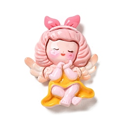 Золотистый Непрозрачная смола декодирует кабошоны, ангел, золотые, 52x41x11 мм