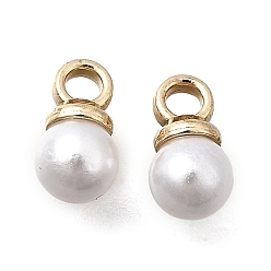 Белый Подвески из АБС-пластика с жемчугом, круглые, с петлей из золотого сплава, белые, 6x4 мм, отверстие : 1.4 мм