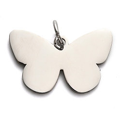 Нержавеющая Сталь Цвет 304 подвески из нержавеющей стали для штамповки заготовок, с целью перехода в кольце, очарование бабочки, цвет нержавеющей стали, 18.5x29.5x1.5 мм, отверстие : 6 мм