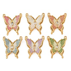 Золотой 304 нержавеющей стальной эмали подвески, со стразами, бабочки прелести, золотые, 25.5x22x5 мм, отверстие : 1.4 мм