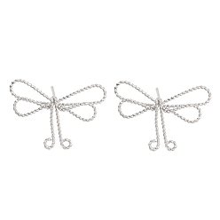 Платина Женские серьги-гвоздики из латуни с витым бантом, платина, 21x31.5x4.5 мм