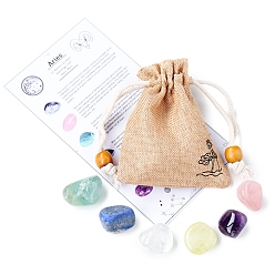 Овен Двенадцать созвездий подарочный набор для дня рождения из ткани, с натуральным смешанным драгоценным камнем, Овен, 20 мм