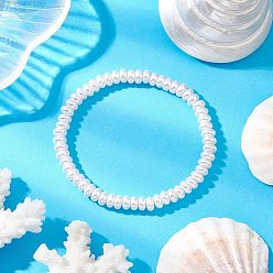 Белый Прозрачные растянутые браслеты из стеклянных бусин, окрашенные распылением, для женщин, рондель, белые, внутренний диаметр: 2-1/4 дюйм (5.8 см)