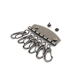 Черный Цвет Металла Застежки для ключей из цинкового сплава, металлический черный , 48x48 мм