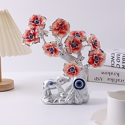 Оранжево-Красный Голубые фигурки из смолы: дерево сглаза и слон, украшение для рабочего стола по фэн-шуй для домашнего офиса, оранжево-красный, 140x250 мм