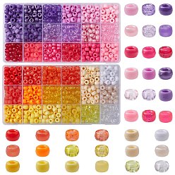 Mixed Color 1620Pcs 36 Style Transparent & Opaque Plastic Beads, Glitter Powder & Frosted, Barrel, Mixed Color, 9x6mm, Hole: 3.8mm, about 45pcs/style