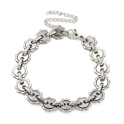 Stainless Steel Color Non-Tarnish 304 Stainless Steel Sun Link Chains Bracelets for Men & Women, Stainless Steel Color, 6-7/8 inch(17.5cm)